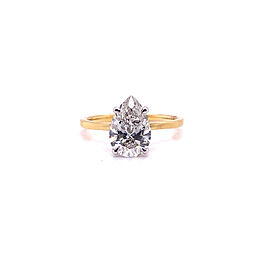 True 4 Carat Pear Shaped Lab Grown Diamond Engagement Ring Halo IGI Certified