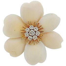 Van Cleef & Arpels France Coral Diamond Gold Brooch