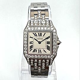 CARTIER SANTOS DEMOISELLE Quartz 26mm Steel 2.59TCW DIAMOND Watch