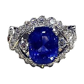 18K White Gold Corundum Sapphire & 6.46ct Diamond Ring Size 6.75