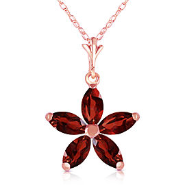 14K Solid Rose Gold Necklace with Natural Garnets