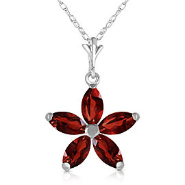 1.4 CTW 14K Solid White Gold Having Once Garnet Necklace