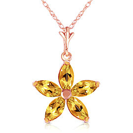 14K Solid Rose Gold Necklace with Natural Citrines