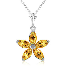 1.4 CTW 14K Solid White Gold Cheer In My Heart Citrine Necklace