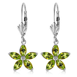 2.8 CTW 14K Solid White Gold Leverback Earrings Natural Peridot