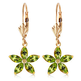 2.8 CTW 14K Solid Gold Leverback Earrings Natural Peridot