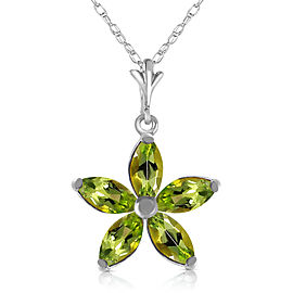 1.4 CTW 14K Solid White Gold La Vie Peridot Necklace