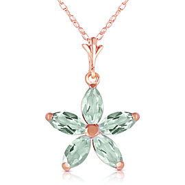 14K Solid Rose Gold Necklace with Natural Green Amethysts