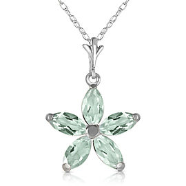 1.4 CTW 14K Solid White Gold Shall Be Again Green Amethyst Necklace