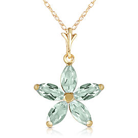 1.4 CTW 14K Solid Gold One Rainy Day Green Amethyst Necklace