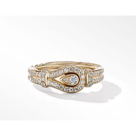 David Yurman Thoroughbred Loop Ring in 18K Yellow Gold with Full Pavé Diamonds