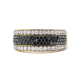 Men's 14K Yellow Gold Plated .925 Sterling Silver 1 1/4 Cttw White and Black Treated Diamond Cluster Ring (Black / I-J Color, I2-I3 Clarity) - Size 10