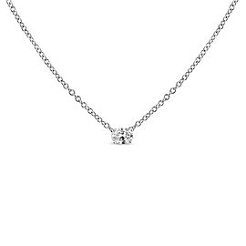 14K White Gold 1/5 Cttw Lab Grown Oval Solitaire Diamond East West 18" Pendant Necklace (F-G Color, VS2-SI1 Clarity)