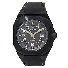 Waltham AeroNaval Black Stainless Steel Leather Auto Black Men's Watch AN-01