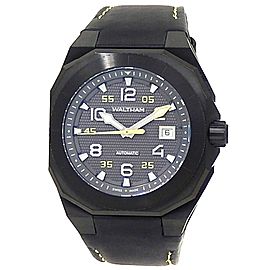 Waltham AeroNaval Black Stainless Steel Leather Auto Black Men's Watch AN-01