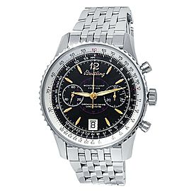 Breitling Montbrillant Stainless Steel Auto Chronograph Black Men's Watch