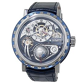 DeWitt Academia Hour Planet Titanium Leather Manual Blue Men's Watch AC.GMT.004