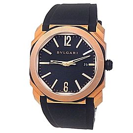 Bvlgari Octo L'Originale 18k Rose Gold Rubber Automatic Black Men's Watch