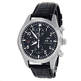 IWC Pilot's Chronograph Stainless Steel Leather Auto Black Men's Watch IW371701