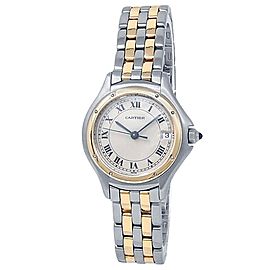 Cartier Panthere Stainless Steel 18k Yellow Gold White Watch 187906