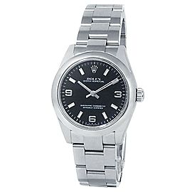 Rolex Oyster Perpetual Stainless Steel Oyster Auto Black Midsize Watch 177200