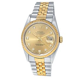 Rolex Datejust 18k Yellow Gold Stainless Steel Jubilee Champagne Watch