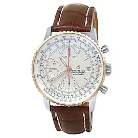 Breitling Navitimer Stainless Steel Rose Gold Leather Silver Men's Watch