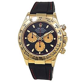 Rolex Daytona 18k Yellow Gold Black Rubber Automatic Black Men's Watch