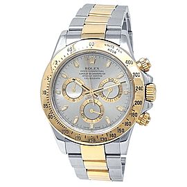 Rolex Daytona 18k Yellow Gold Stainless Steel Oyster Auto Grey Mens Watch