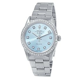 Rolex Air-King Stainless Steel Oyster Automatic Diamonds Blue Ladies Watch