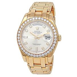 Rolex Day-Date 18k Yellow Gold Pearlmaster Auto Diamond Silver Men's Watch