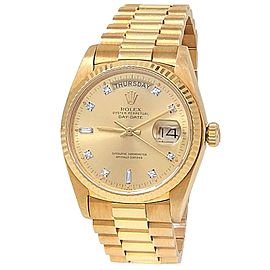 Rolex Day-Date 18k Yellow Gold President Diamonds Champagne Men's Watch 18038