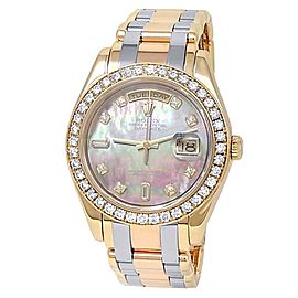 Rolex Day-Date 18k Yellow Gold Pearlmaster Auto Mother of Pearl Watch