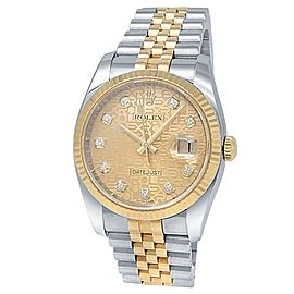 Rolex Datejust 18k Yellow Gold Steel Jubilee Auto Champagne Men's Watch