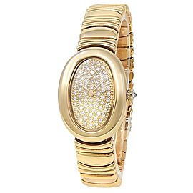 Cartier Baignoire 18k Yellow Gold Quartz Diamonds Pave Ladies Watch