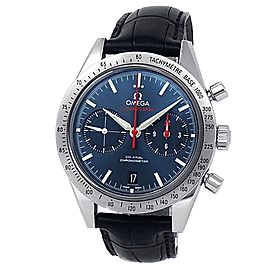 Omega Speedmaster Stainless Steel Leather Blue Men's Watch