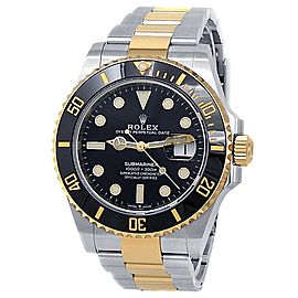 Rolex Submariner 18k Yellow Gold Stainless Steel Oyster Black Men Watch 126613LN