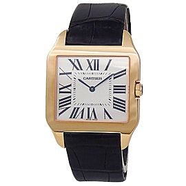 Cartier Santos Dumont 18k Rose Gold Leather Manual Silver Men's Watch W2006951