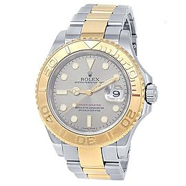 Rolex Yacht-Master 18k Yellow Gold Stainless Steel Auto Silver Men's Watch