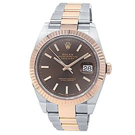 Rolex Datejust 41 18k Everose Gold Stainless Steel Oyster Chocolate Watch