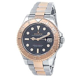 Rolex Yacht-Master 18k Everose Gold Stainless Steel Black Ladies Watch