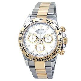 Rolex Daytona 18k Yellow Gold Stainless Steel Oyster White Men's Watch