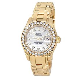 Rolex Datejust 18k Yellow Gold Pearlmaster Mother of Pearl Ladies Watch