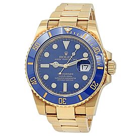 Rolex Submariner 18k Yellow Gold Oyster Automatic Blue Men's Watch