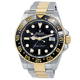 Rolex GMT-Master II 18k Yellow Gold Steel Oyster Auto Black Men's Watch