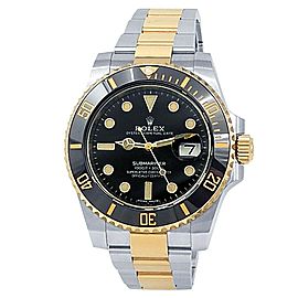 Rolex Submariner 18k Yellow Gold Steel Oyster Automatic Black Men's Watch