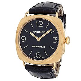 Panerai Radiomir Base 18k Rose Gold Leather Manual Black Men's Watch