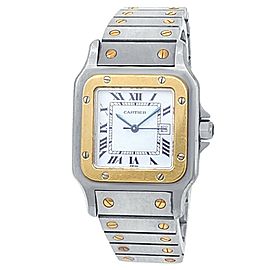 Cartier Santos Galbee 18k Yellow Gold Stainless Steel White Ladies Watch