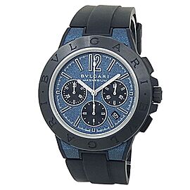 Bvlgari Diagono Chronograph Magnesium Black Rubber Auto Blue Men's Watch