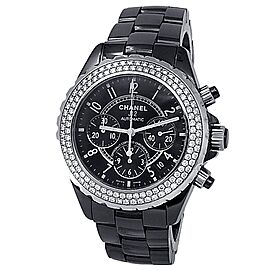 Chanel J12 Black Ceramic Automatic Chronograph Diamonds Black Ladies Watch